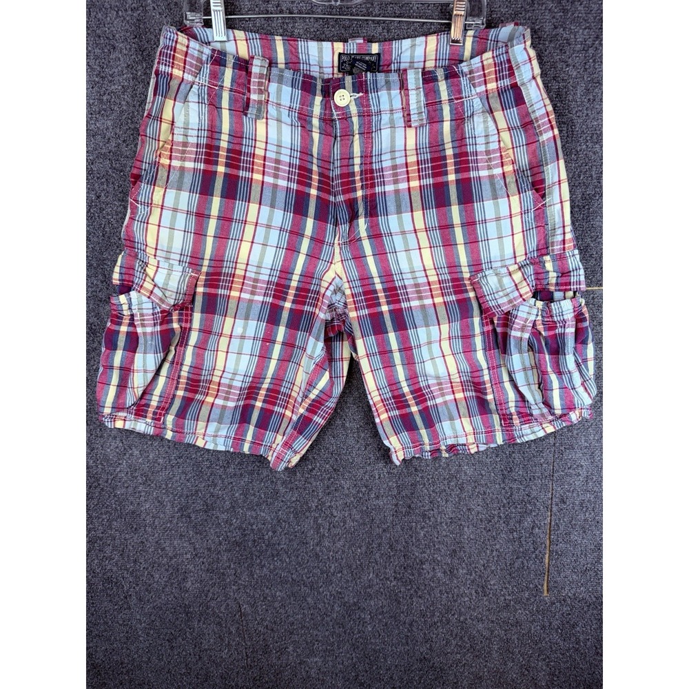 Polo Jeans Co Ralph Lauren Mens 34 Plaid Cargo Shorts Multicolor 10'' Inseam